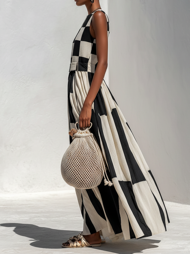 Audrey | Sleeveless Contrast Maxi Dress