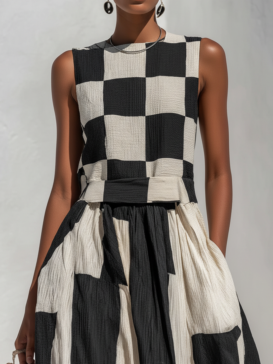 Audrey | Sleeveless Contrast Maxi Dress