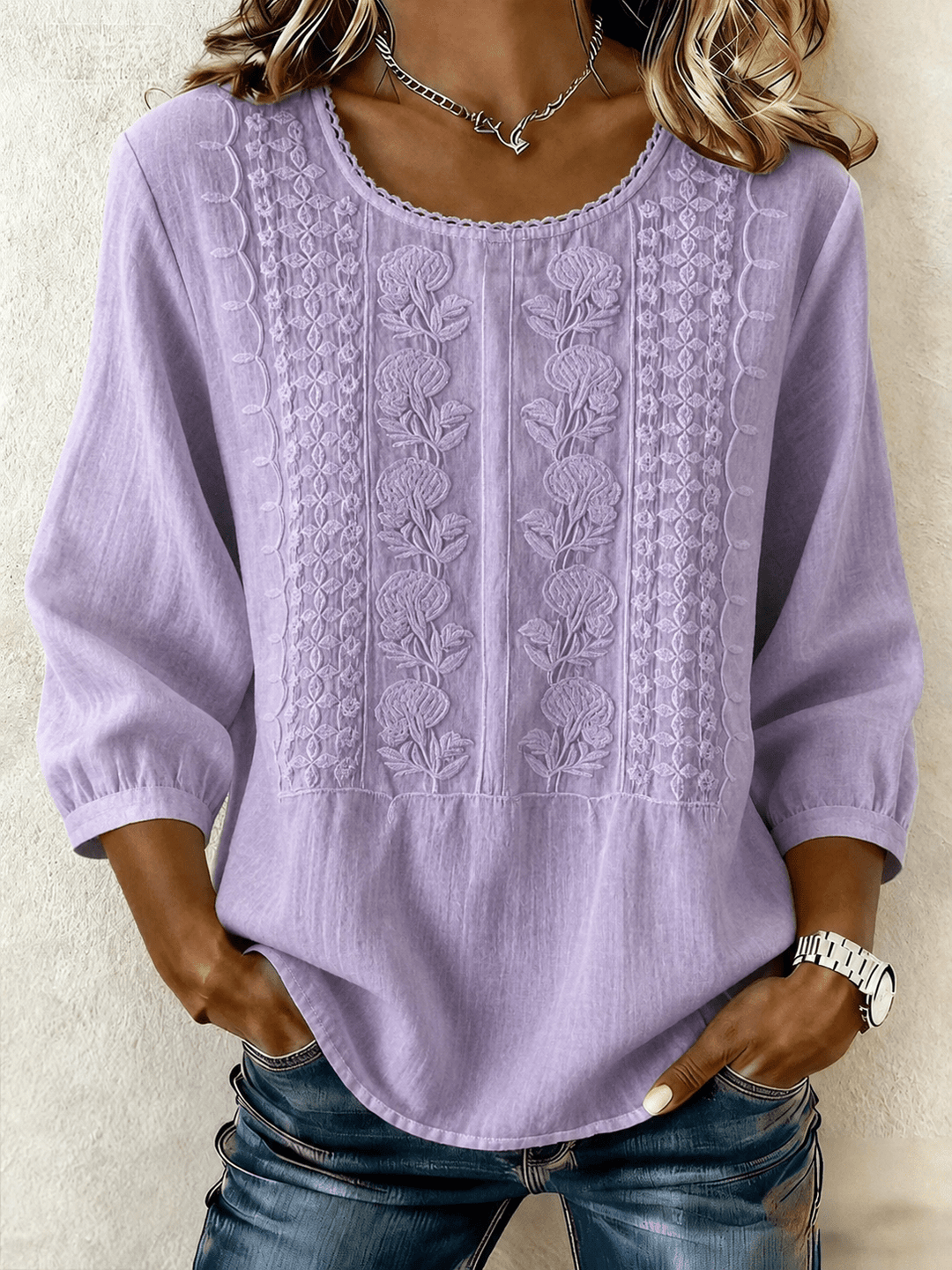 Amélie | Embroidered Lace Blouse