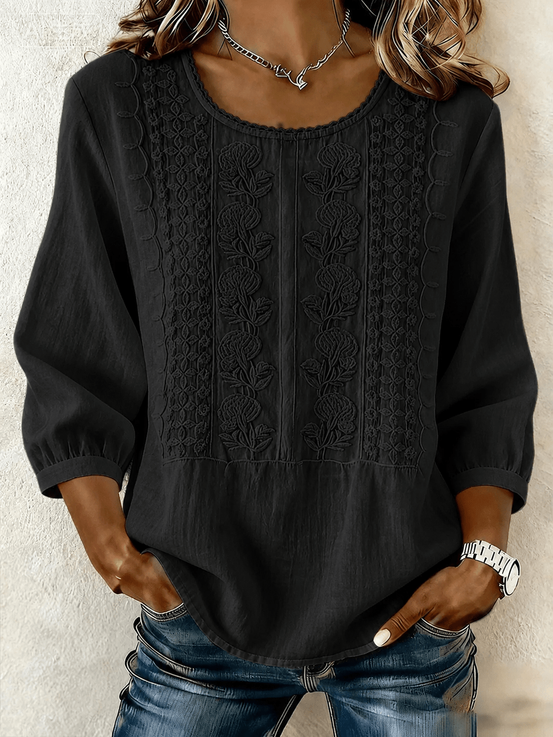Amélie | Embroidered Lace Blouse