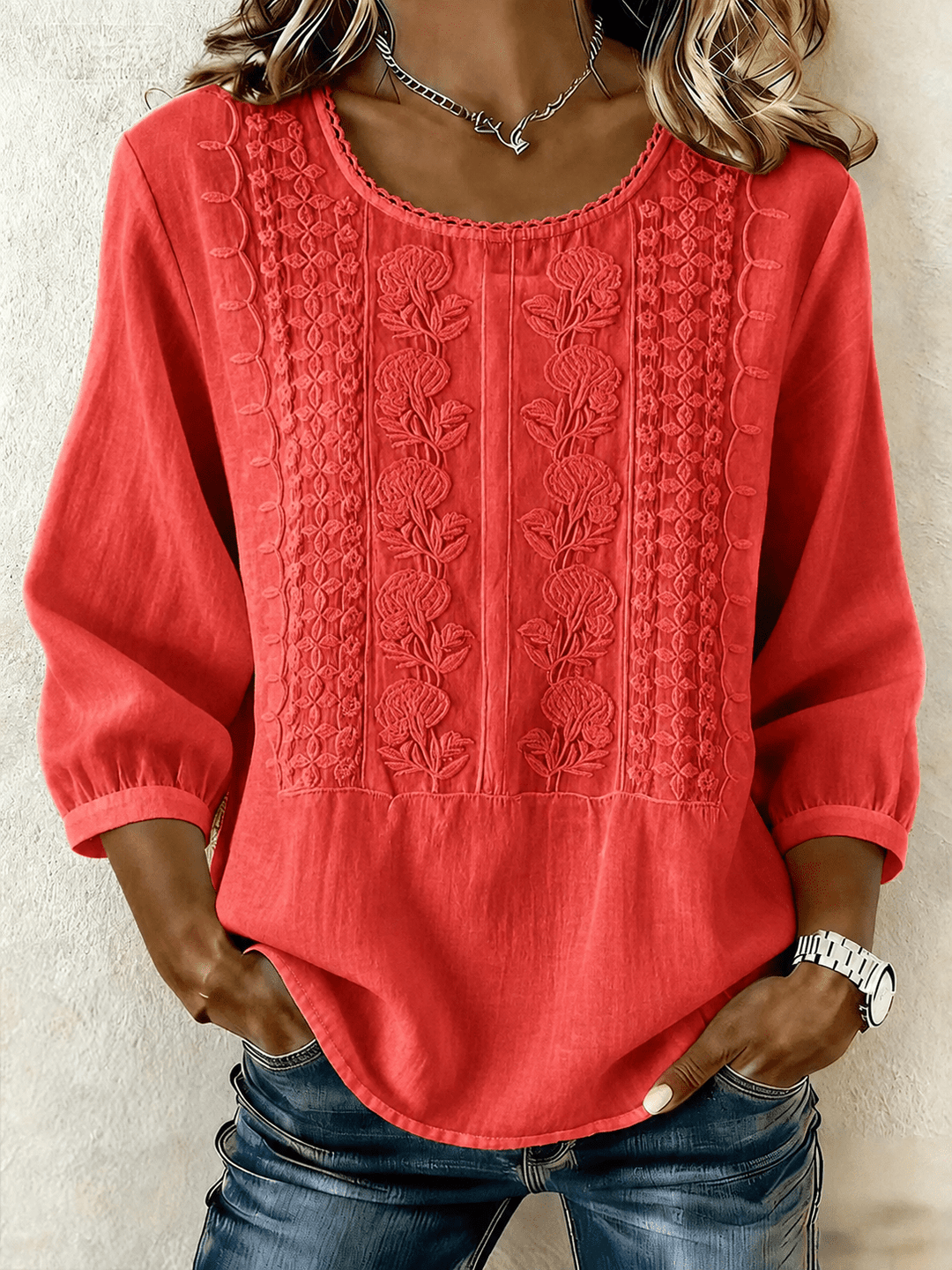 Amélie | Embroidered Lace Blouse