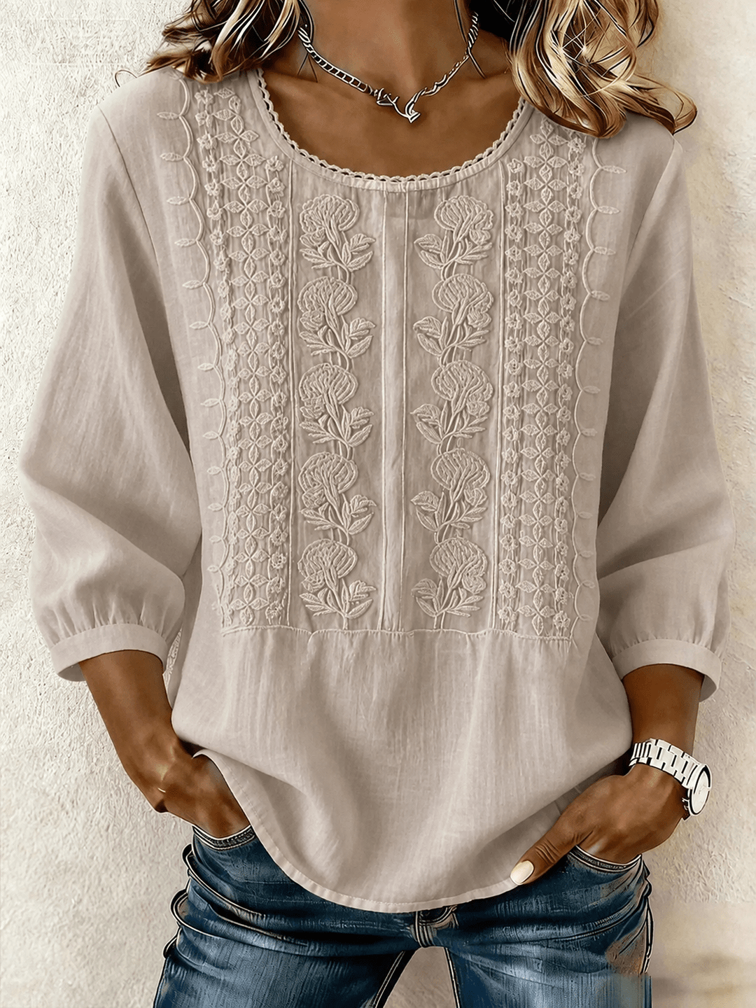 Amélie | Embroidered Lace Blouse