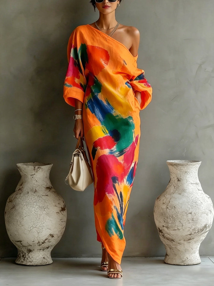 Lindiwe™ | Abstract Drape Maxi Dress