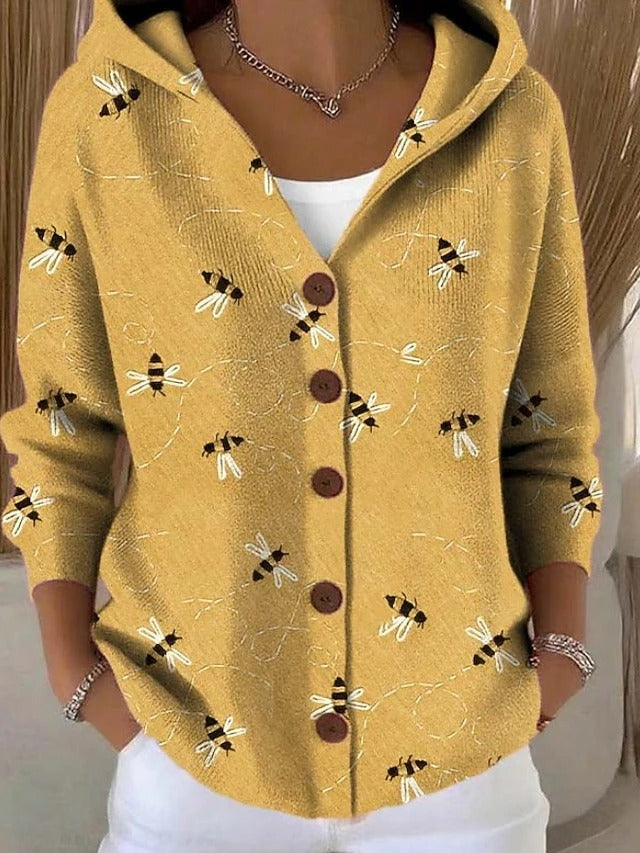 Paloma | Printed Knit Hooded Cardigan