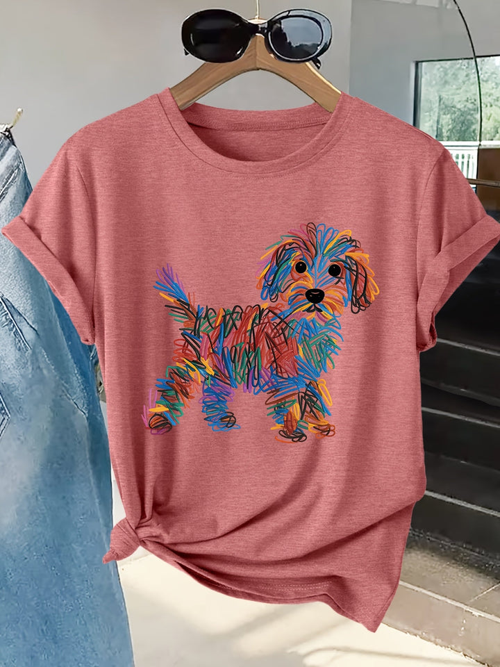 Bella | Colourful Dog Print Tee