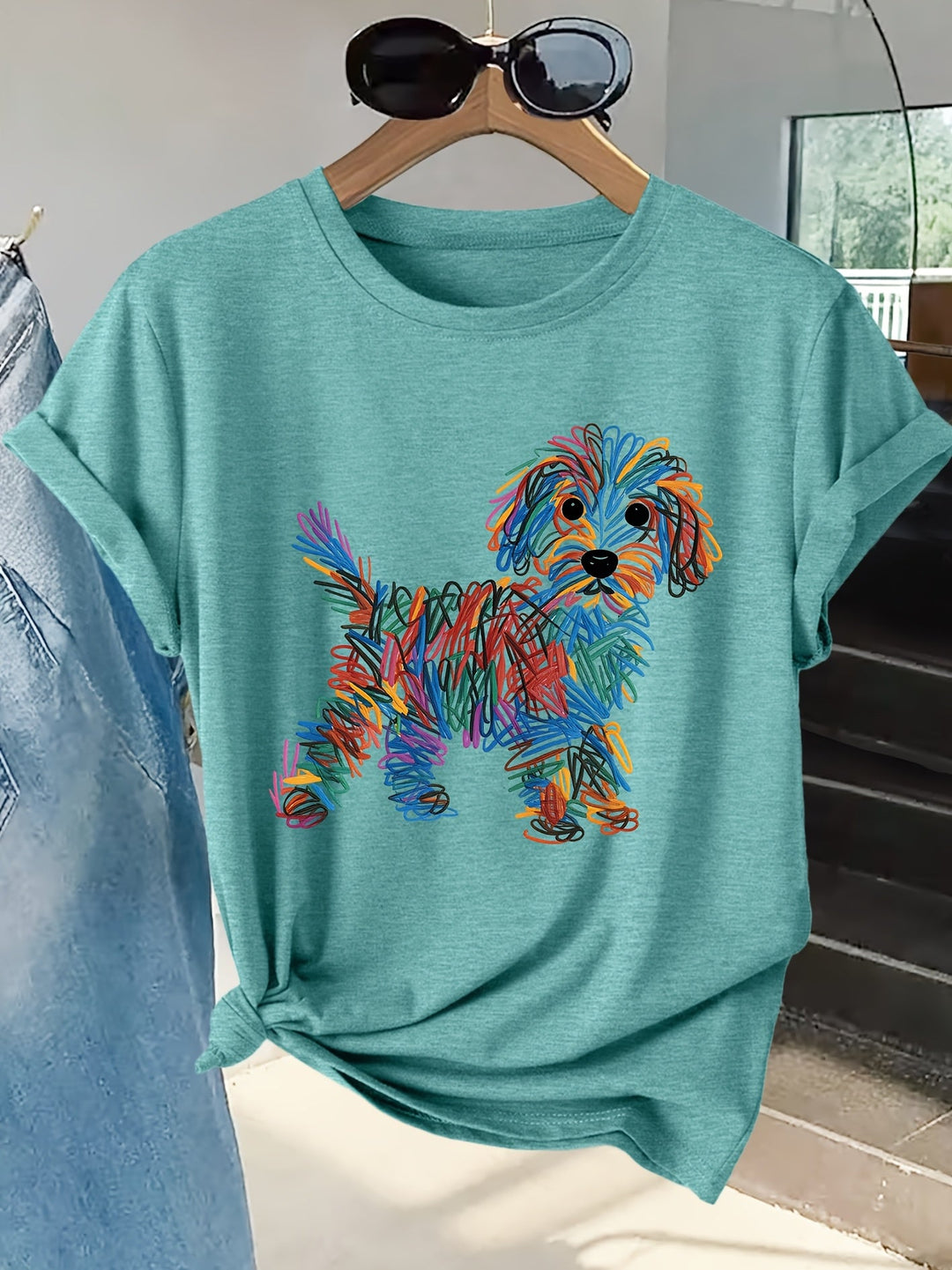 Bella | Colourful Dog Print Tee