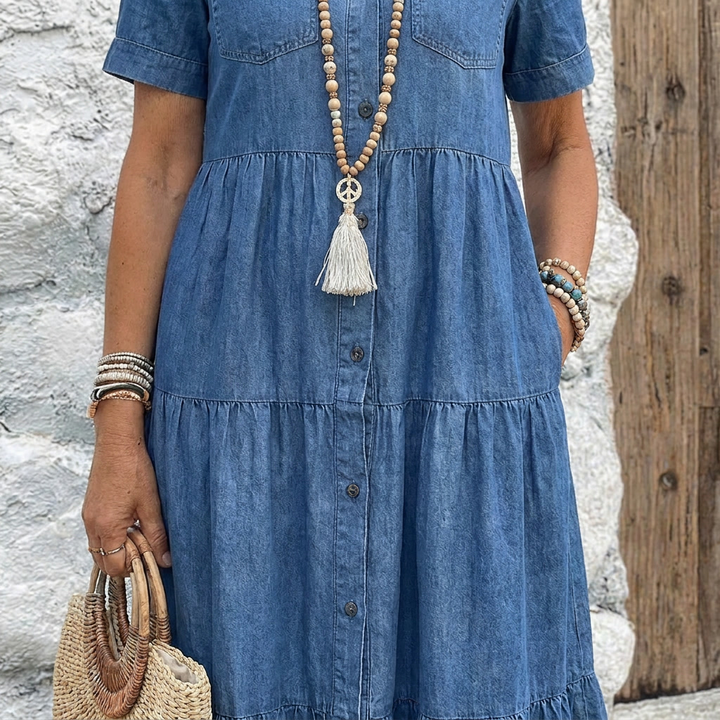 Odelia™ Relaxed Tiered Button-Front Midi Dress