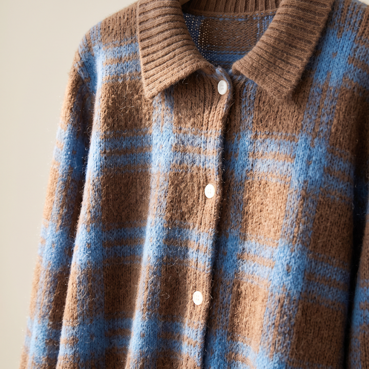 Nancy | Plaid Knit Cardigan