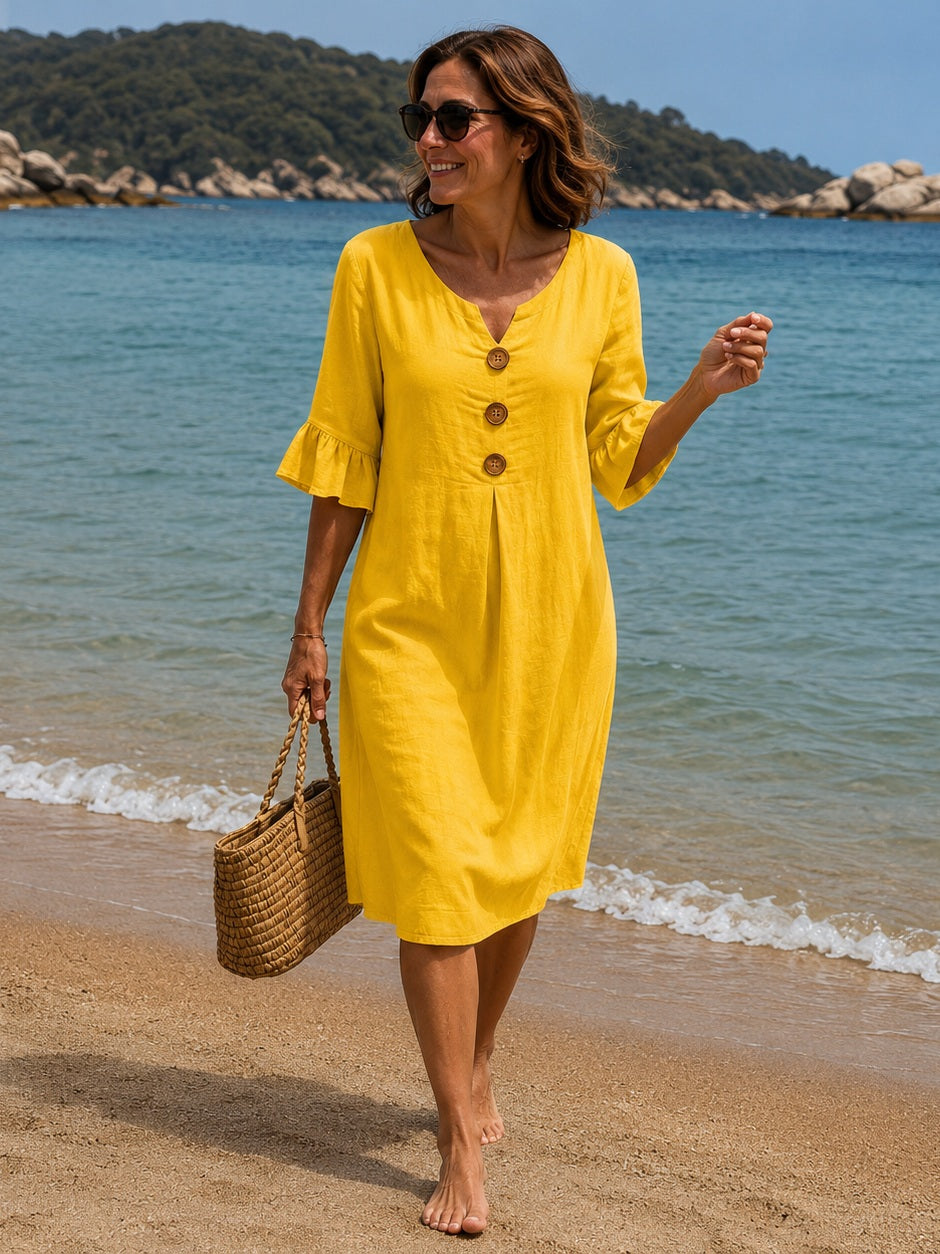 VANESA - Linen dress with texture
